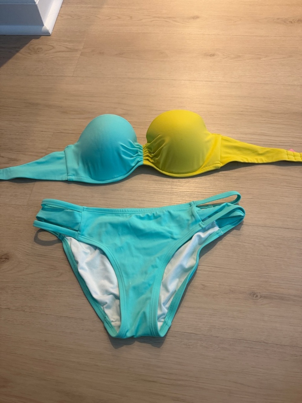 Victoria's Secret Turquoise and Yellow Push-Up Bikini Set